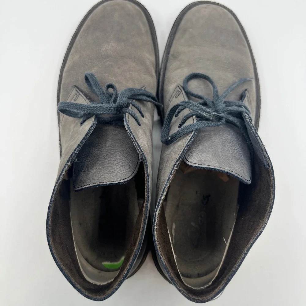 Clark's Leather Chukka Desert‎ Men's Ankle Boots Lace Up Casual Gray Size 9.5